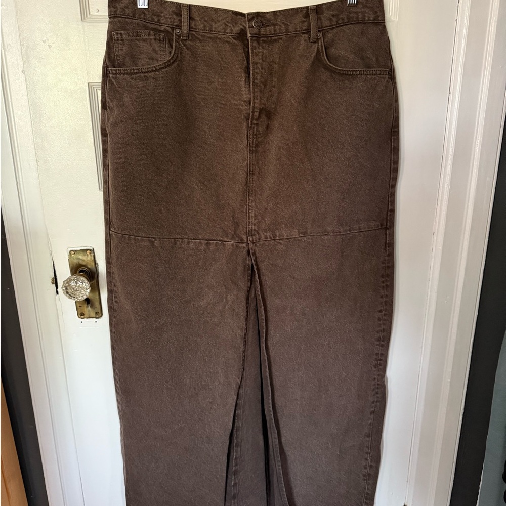 Reformation denim maxi skirt - cocoa brown